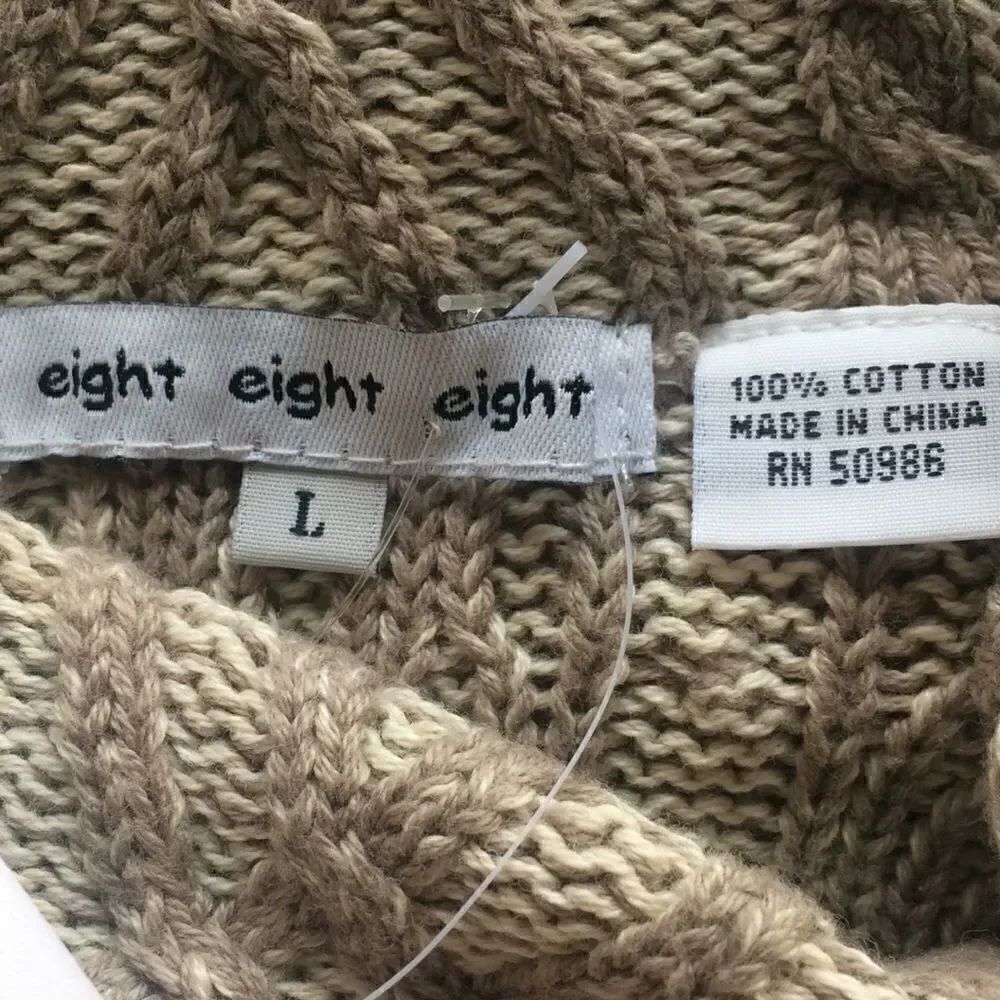 EightEightEight Cream Tan Pattern Cable Knit Sweater NEW - Picture 8 of 11